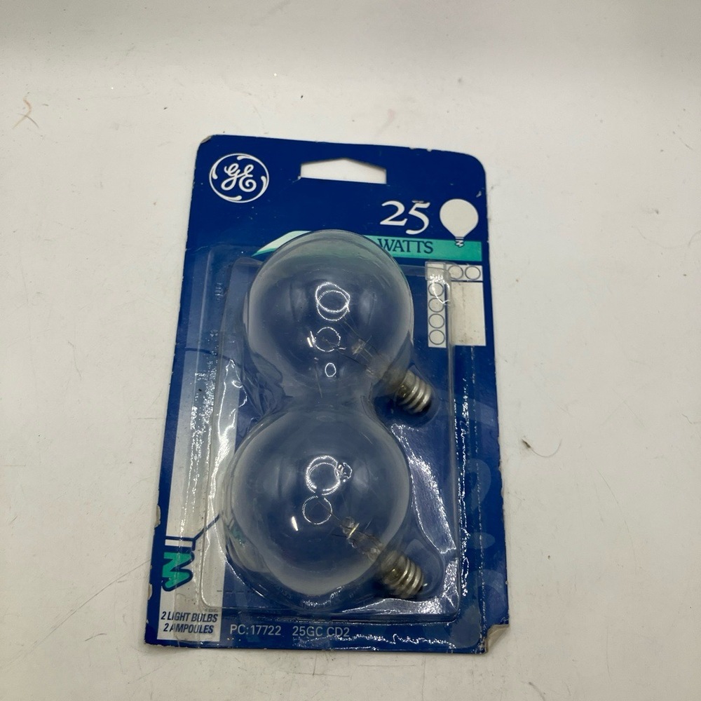 GE Light Bulbs 25 Watts Clear Candelabra Base Pack of 2 Energy Efficient Classic